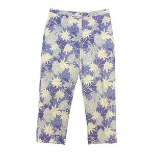 Lilly Pulitzer Vintage Blue Frogs On Lilly Pads Cropped Peddle Pusher Pants
